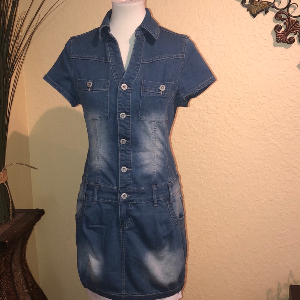 Denim button-down dress